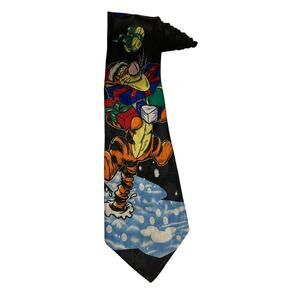 Disney Winnie The Pooh Tigger Christmas Presents Snow Novelty Necktie Vintage